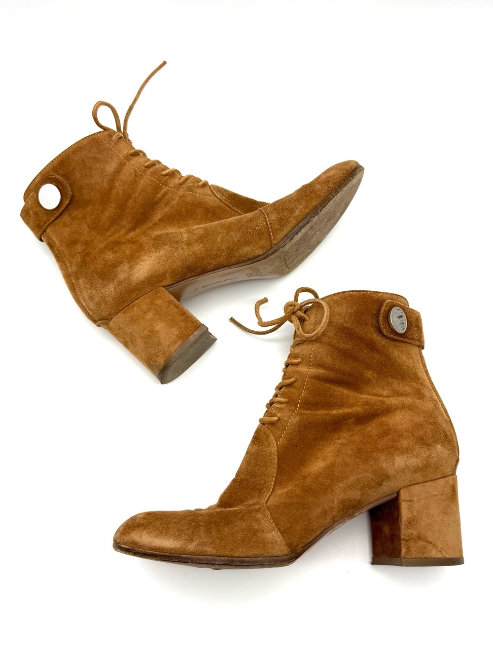 Gianvito Rossi Finly Lace Up Boot Camel Suede Leather EU 37.5